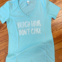 Beach Hair Don't Care Ladies V-Neck Tee